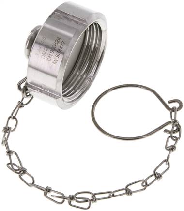 [F2EG7] Cap Nut Rd44 X 1/6'' DN 20 Stainless Steel 1.4404 NBR DIN 11851 FDA 21 with Chain