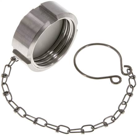 [F2EG8] Cap Nut Rd44 X 1/6'' DN 20 Stainless Steel 1.4301 NBR DIN 11851 FDA 21 with Chain