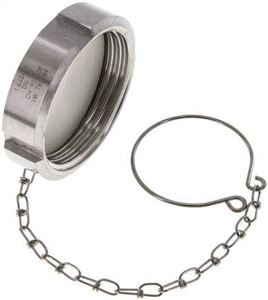 [F2EGC] Cap Nut Rd65 X 1/6'' DN 40 Stainless Steel 1.4404 NBR DIN 11851 FDA 21 with Chain