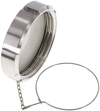 [F2EGD] Cap Nut Rd110 X 1/4'' DN 80 Stainless Steel 1.4404 NBR DIN 11851 FDA 21 with Chain