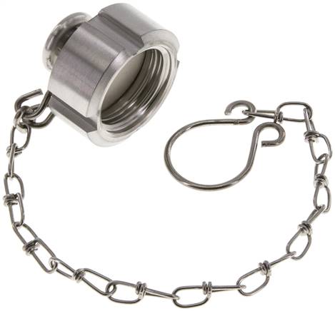 [F2EGF] Cap Nut Rd28 X 1/8'' DN 10 Stainless Steel 1.4301 NBR DIN 11851 FDA 21 with Chain