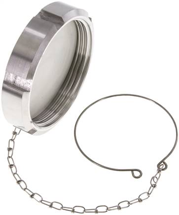 [F2EGG] Tuerca de sombrerete Rd95 X 1/6'' DN 65 Acero inoxidable 1.4404 NBR DIN 11851 FDA 21 con cadena
