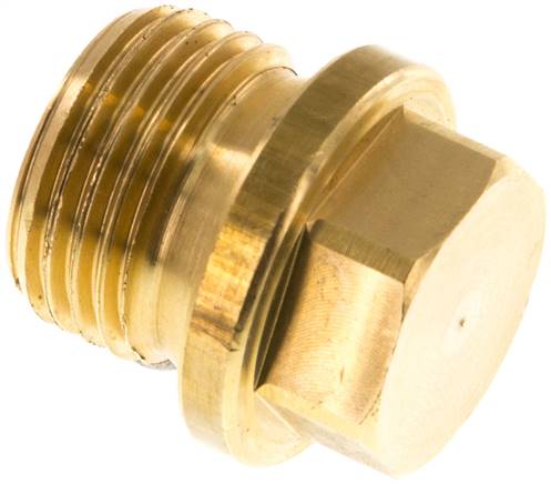 [F2EHZ] Plug G1/2'' Brass with Collar and External Hex 16bar (224.8psi)