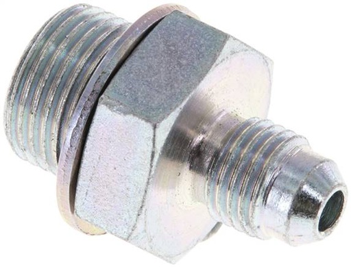 [F2ETH] JIC Double Nipple G3/8'' x UNF 7/16''-20 (Dash Size 4) Steel NBR 310bar (4355.5psi)