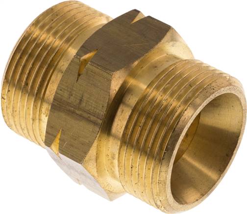 [F2EXR] Double Nipple G1 1/4'' Male x Male Left Hand Brass 16bar (224.8psi) 46mm Hex