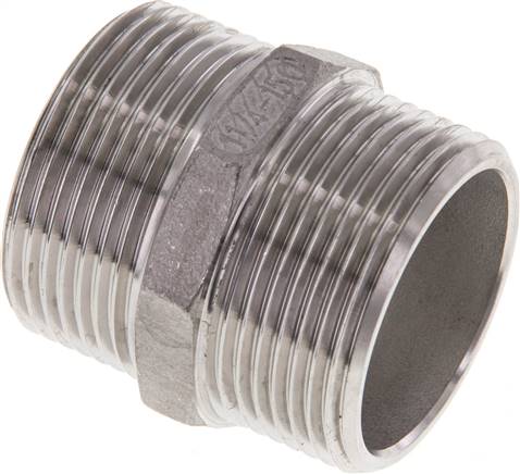 [F2EYF] Double Nipple G1 1/4'' Stainless Steel Flat Seal 16bar (224.8psi) 45mm Hex