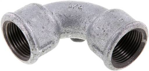 [F2F22] Racor acodado 90deg Rp3/4'' Hembra Hierro fundido corto 25bar (351.25psi)