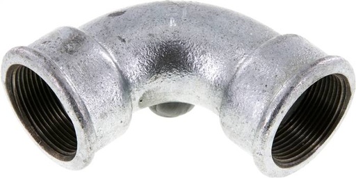 [F2F2G] Racor acodado 90deg Rp1 1/2'' Hembra Hierro fundido corto 25bar (351.25psi)
