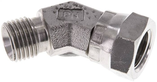 [F2F32] 45° abgewinkeltes Fitting G1/4'' Innengewinde x Außengewinde Hochdruck-Edelstahl 60° Konus 350bar (4917.5psi) Hydraulik