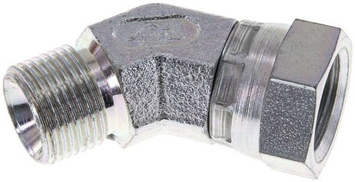 [F2F33] Raccord coudé 45deg G3/8'' Femelle x Mâle Acier haute pression Cône 60° 325bar (4566.25psi) Hydraulique