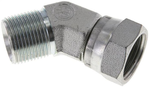 [F2F35] Raccord coudé 45deg G3/4'' Femelle x Mâle Acier Haute Pression Cône 60° 175bar (2458.75psi) Hydraulique