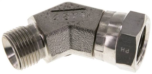 [F2F38] 45° L-Koppeling G3/8 '' Binnendraad X Buitendraad Hoge Druk RVS  60° Conus 325bar Hydrauliek