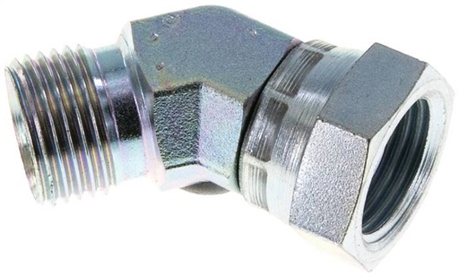 [F2F39] Raccord coudé 45deg G1/2'' Femelle x Mâle Acier Haute Pression Cône 60° 300bar (4215.0psi) Hydraulique