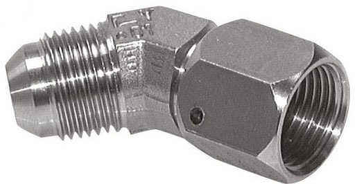 [F2F3D] 45deg JIC Angled Fitting UN 1-7/8''-12 (Dash Size 24) Male x Female Stainless Steel 100bar (1405.0psi)