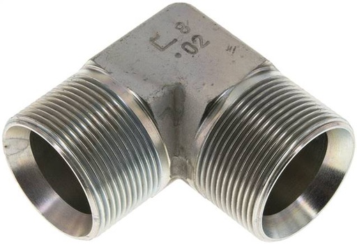 [F2F4D] 90° L-Koppeling G1 1/2'' Hoge Druk Staal  60° Conus 190bar Hydrauliek