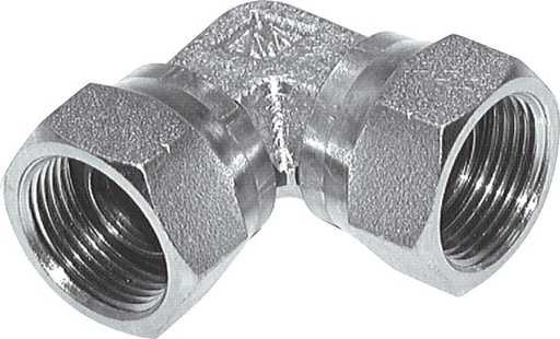 [F2F52] 90° L-Koppeling G2'' Binnendraad Hoge Druk Staal  60° Conus 75bar Hydrauliek