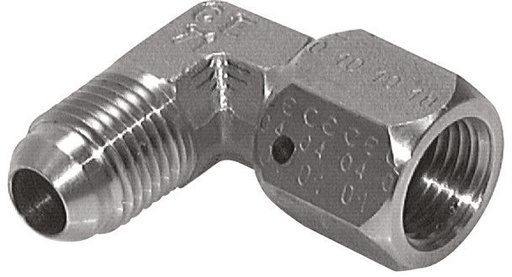 [F2F5M] 90deg JIC Angled Fitting UNF 7/16''-20 (Dash Size 4) Male x Female Stainless Steel 310bar (4355.5psi)