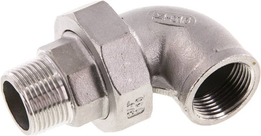 [F2F6R] 90deg Angled Connector 3/4'' Male R x Female Rp Stainless Steel Conical Seal 16bar (224.8psi)