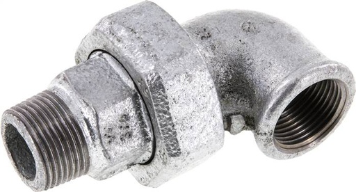 [F2F78] 90deg Angled Union Connector 3/4'' Male R x Female Rp Cast Iron Flat Seal Centellen 25bar (351.25psi)