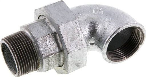 [F2F7D] 90deg Angled Union Connector 1 1/4'' Male R x Female Rp Cast Iron Flat Seal Centellen 25bar (351.25psi)