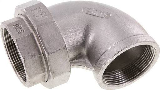 [F2F7M] 90deg Union Connector Rp2'' Female Stainless Steel Conical Seal 16bar (224.8psi)