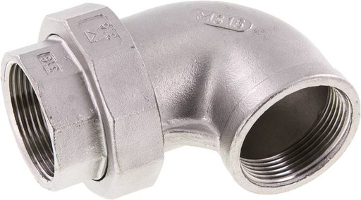 [F2F7P] 90deg Union Connector Rp1 1/2'' Female Stainless Steel Conical Seal 16bar (224.8psi)