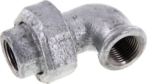 [F2F7Q] 90deg Union Connector Rp1/2'' Female Cast Iron Conical Seal 25bar (351.25psi)