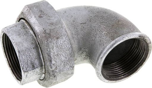 [F2F7R] 90Graden Unie Connector Rp1 1/2'' Vrouwelijk Gietijzeren Conische Dichting 25bar (351,25psi)