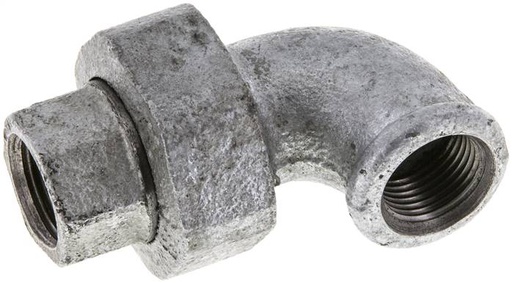 [F2F7U] 90Graden Unie Connector Rp3/8'' Vrouwelijk Gietijzer Conische Dichting 25Bar (351,25Psi)