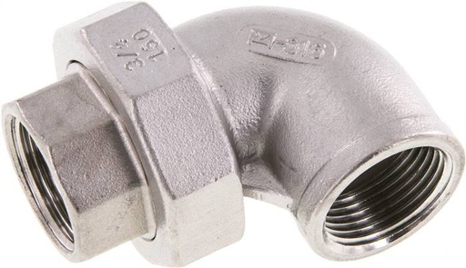 [F2F7X] 90deg Union Connector Rp3/4'' Female Stainless Steel Conical Seal 16bar (224.8psi)