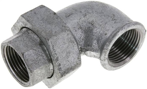 [F2F87] 90Graden Hoekige Unie Connector Rp1'' Vrouwelijk Gietijzer Platte Seal Centellen 25bar (351,25psi)