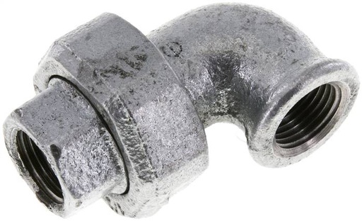 [F2F88] 90deg Angled Union Connector Rp1/2'' Female Cast Iron Flat Seal Centellen 25bar (351.25psi)