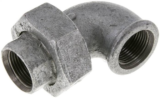 [F2F8C] 90deg Angled Union Connector Rp3/4'' Female Cast Iron Flat Seal Centellen 25bar (351.25psi)