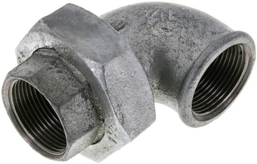 [F2F8J] 90deg Angled Union Connector Rp1 1/4'' Female Cast Iron Flat Seal Centellen 25bar (351.25psi)