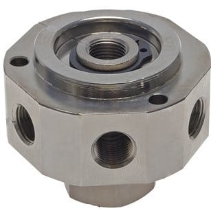 [F2FGN] 3-Wege-Drehdurchführung 1/8'' x 1/4'' x3/8'' Messing vernickelt FKM 12bar (168,6psi)