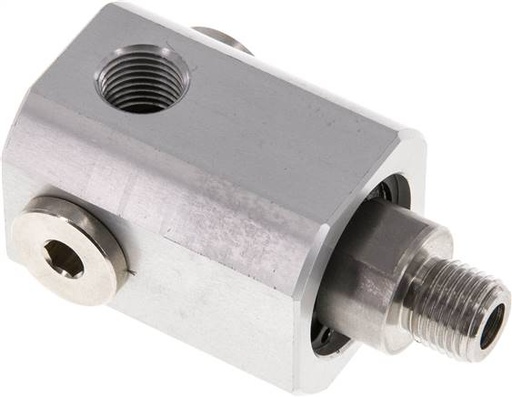 [F2FGW] 4-Weg Draaidoorvoer G1/4'' Aluminium NBR 10bar