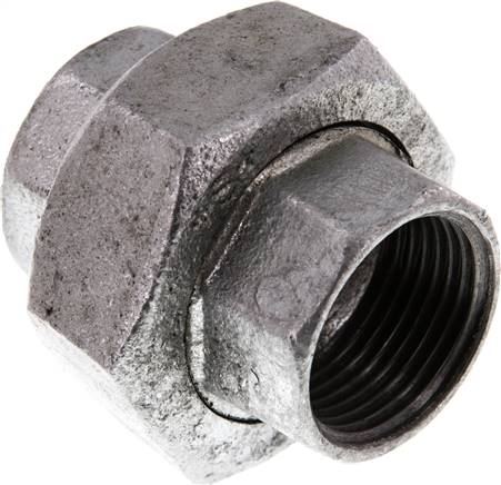 [F2FHM] Unión Conector Recto Rp1'' Femenino Hierro Fundido Junta Plana 25bar (351,25psi)