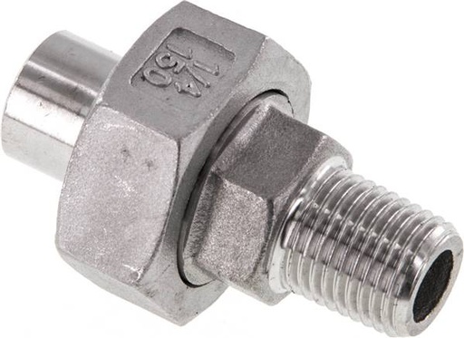 [F2FJS] Racor recto de unión R1/4'' Macho x 13,5 mm Extremo para soldar Junta cónica de acero inoxidable 16bar (224,8psi)