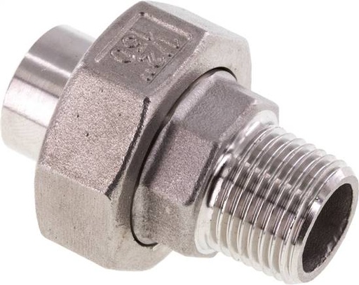 [F2FJT] Union Straight Connector R1/2'' Male x 21.3mm Weld End Stainless Steel Conical Seal 16bar (224.8psi)