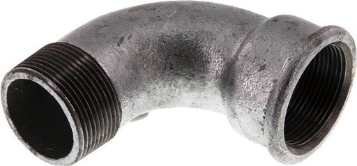 [F2FPA] Racor acodado 90deg 1 1/2'' Macho R x Hembra Rp Corto Hierro Fundido 25bar (351.25psi)