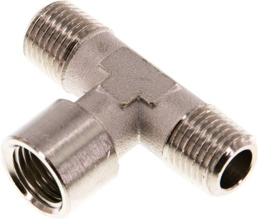 [F2FYE] Tee Fitting R1/4'' Male x G1/4'' Female Nickel-plated Brass 16bar (224.8psi)