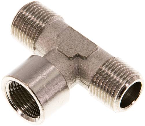 [F2FYH] Tee Fitting R3/8'' Male x G3/8'' Female Nickel-plated Brass 16bar (224.8psi)