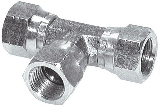 [F2G4B] JIC Tee Fitting UNF 9/16''-18 Female Steel 275bar (3863.75psi)