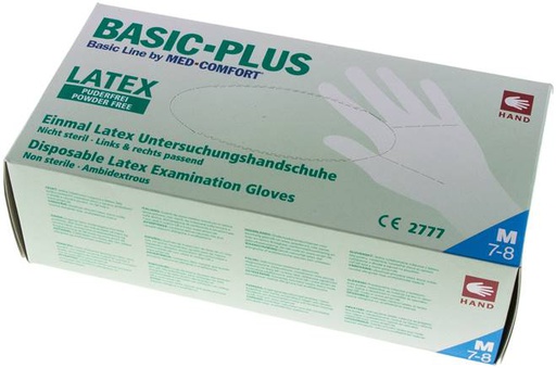 [E222G] Gants jetables en latex sans poudre Taille M (100 pièces) Covid