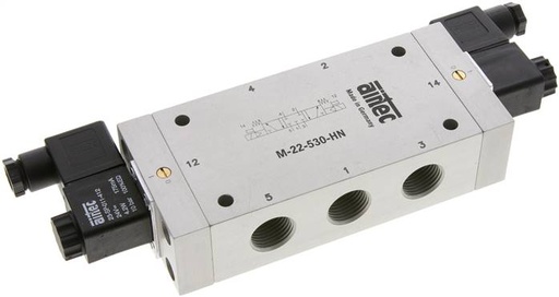 [V2N45] 5/3 G1/2'' Center Closed Magnetventil 24V AC 3-10bar/42-140psi Airtec