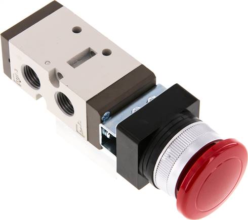 [V2NHG] 5/2 G1/4'' (G1/8'') Palm Button Valve Red 0-8bar/0-112psi YPC