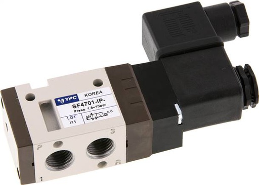 [V2NPM] 3/2 G1/4'' NO Solenoid Valve 24V DC 1.5-10bar/21.0-140psi YPC