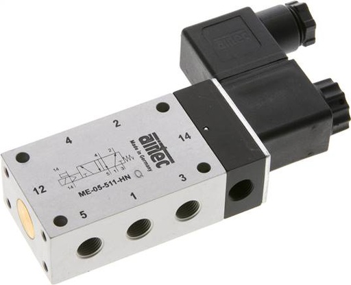 [V2NV7] 5/2 G1/8'' Magnetventil Externe Vorsteuerung 230V AC -0,95-10bar/-13,2-140psi Airtec