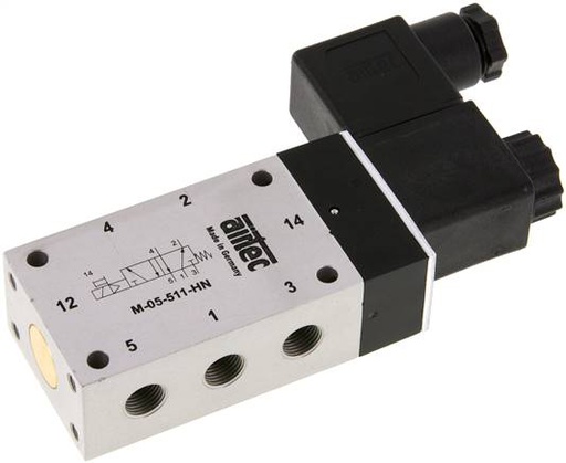 [V2P23] válvula solenoide 5/2 G1/8'' 24V AC 3-10bar/42-140psi Airtec