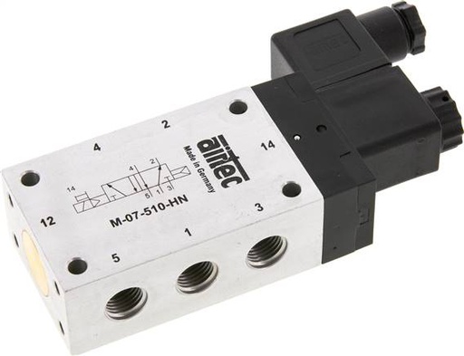 [V2PBB] 5/2 G1/4'' Solenoid Valve 24V DC 1.5-10bar/21.0-140psi Airtec